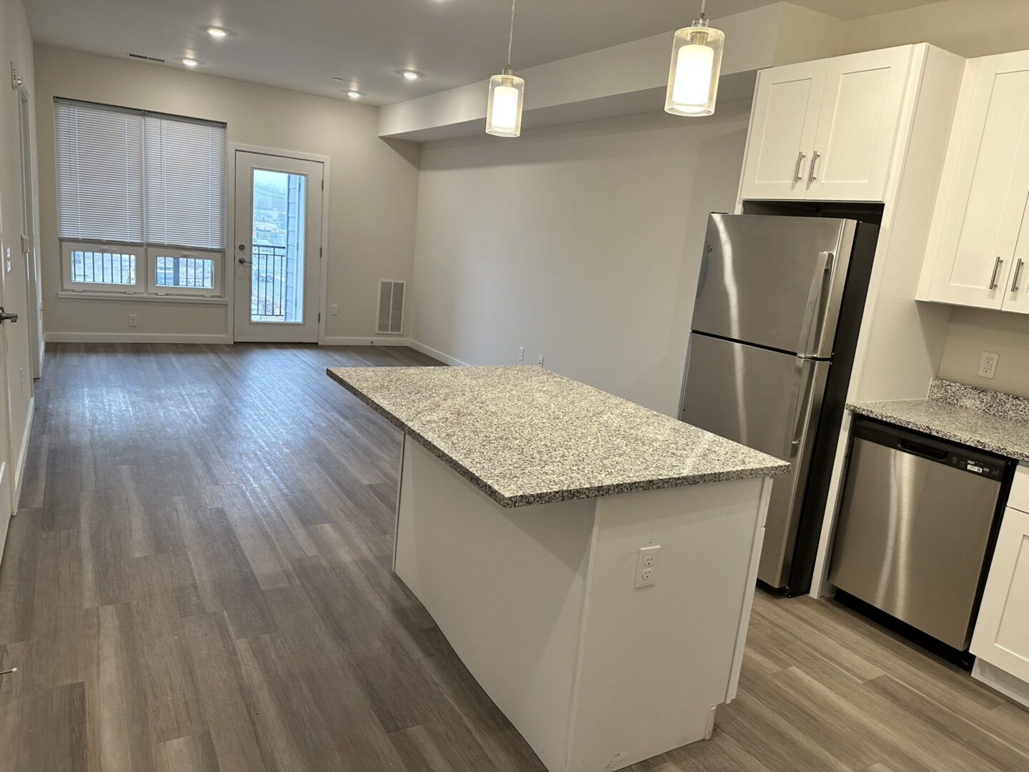 kitchen and hallway to the balcony